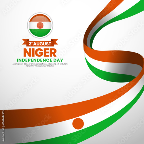 Niger independence day Square banner background with waving ribbon flag