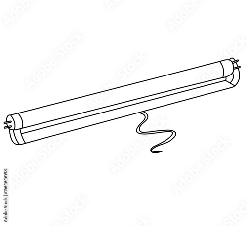Cute cartoon hand drawn vector led tube light outline.