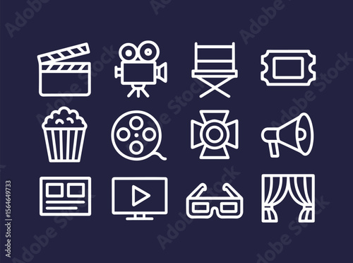 Captivating Movie Icons Showcasing Cinema and Entertainment Elements