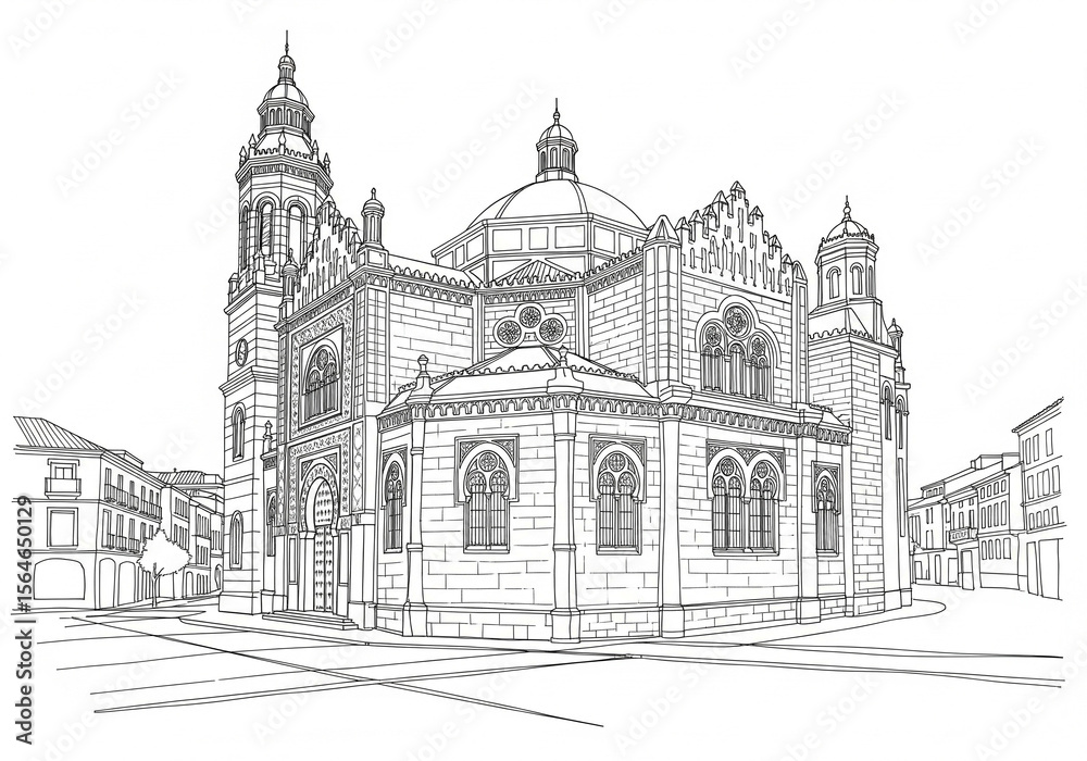 Obraz premium Córdoba Synagogue in Córdoba one line drawing