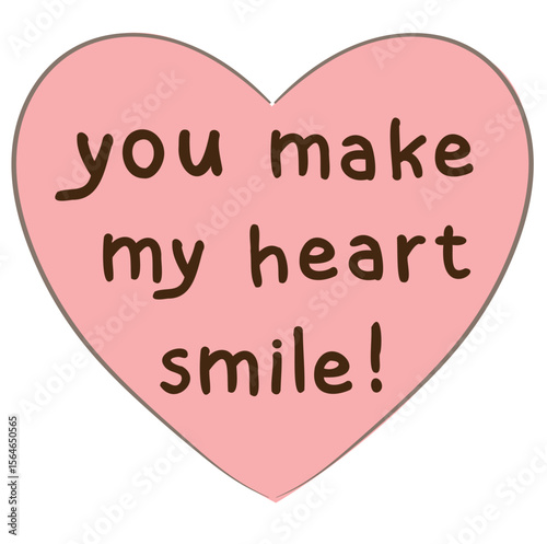 Hand Drawn Heart Quote You Make My Heart Smile Typography Vector