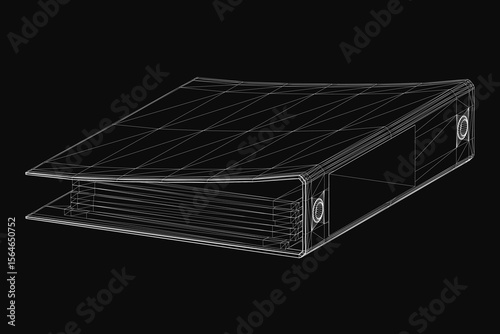 A 3D model of a sleek office box on a black background, ideal for presentations or digital projects. The royalty-free model has clean edges and a professional look, perfect for business or folder.
