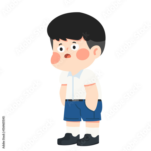 Illustration of Schoolboy Looking Worried