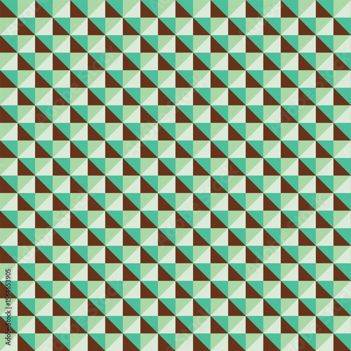 Polygon background with triangles and squares, Pattern illustration, Swatch support, Chocolate mint / 三角形と四角形が並んだポリゴン背景 パターンイラスト スウォッチ対応 チョコミント