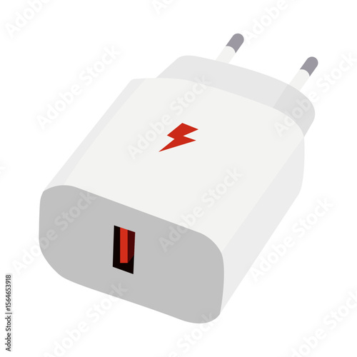 USB Type-C Quick Charger Adapter Vector Illustration