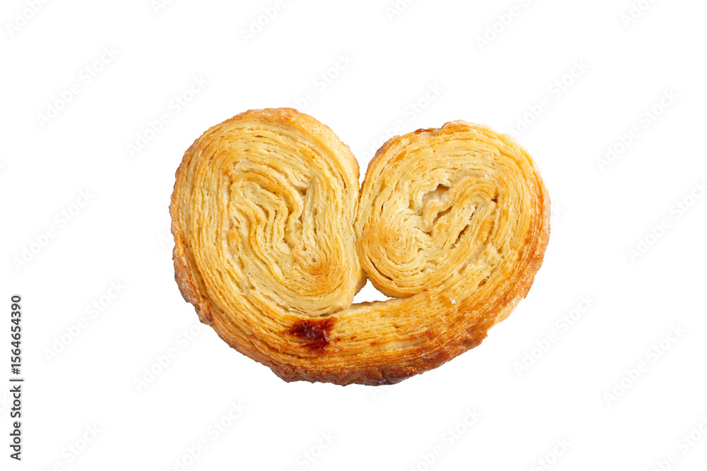 Fototapeta premium A top down view of a palmier cookie, against a white background.