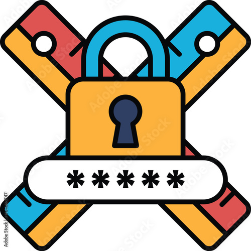 A colorful image of a lock with a key and a padlock with a padlock key