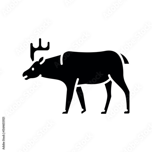 moose black flat icon for digital and print projects. North american animals.