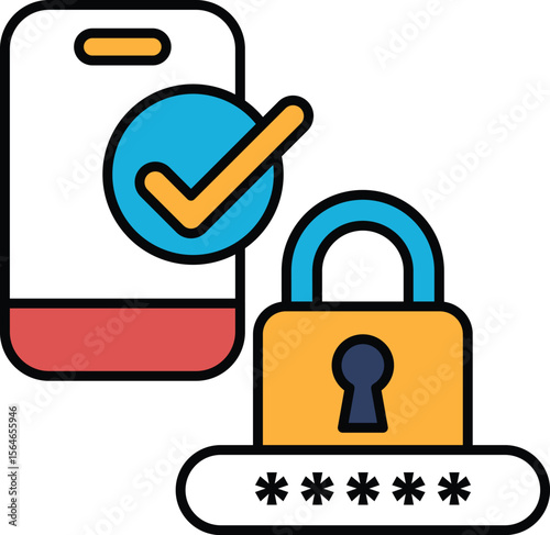A phone with a check mark on it and a lock on the screen