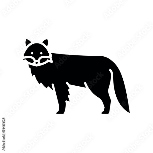 arctic fox black flat icon for digital and print projects. North american animals.
