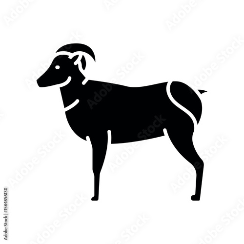 bighorn sheep black flat icon for digital and print projects. North american animals.