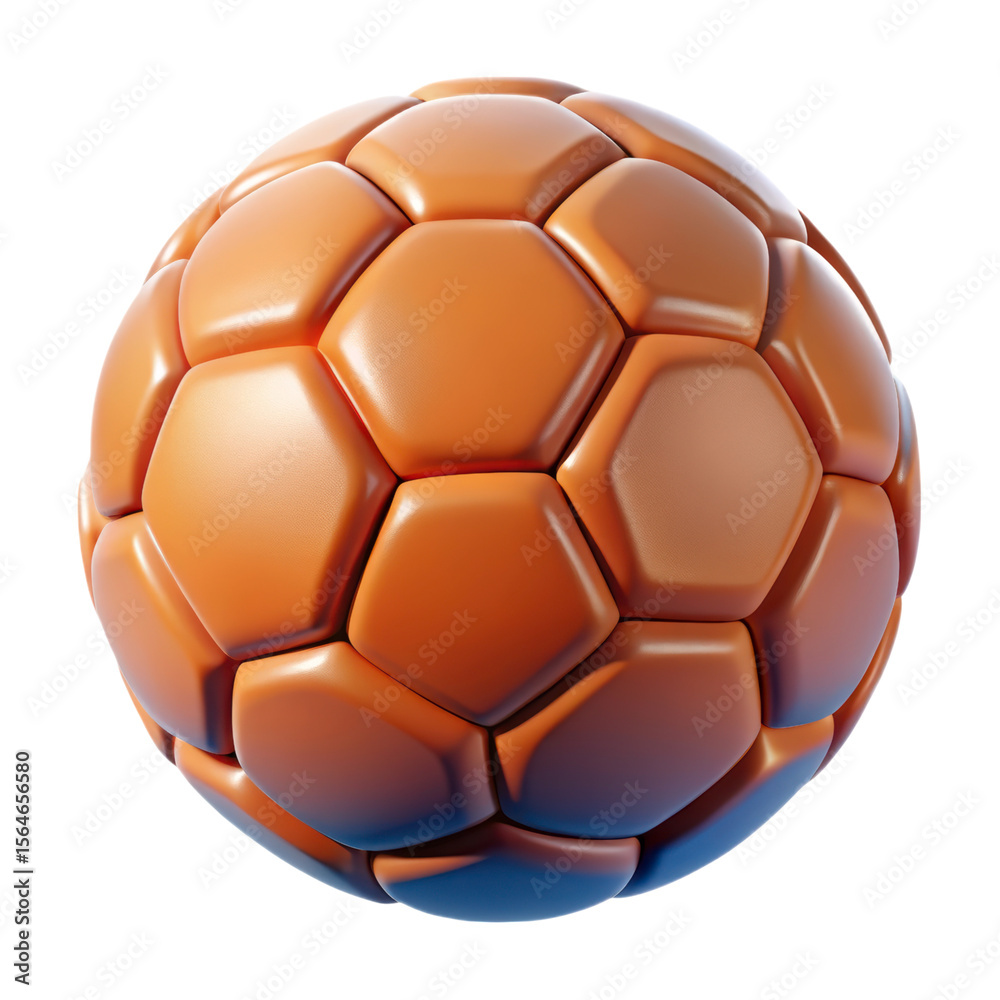 Fototapeta premium A high quality 3d rendering icon illustration of a modern textured soccer ball in orange color against a white background.