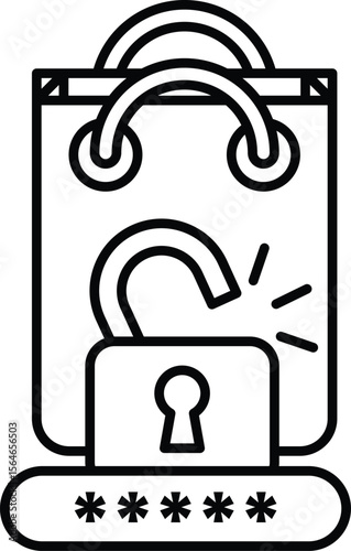 A black and white image of a bag with a lock on it