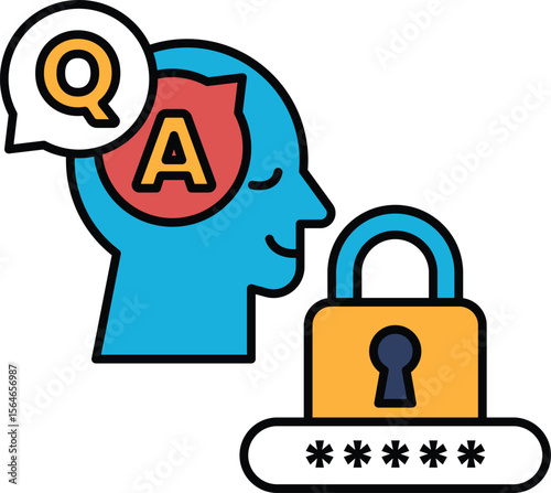 A man's head is shown with a lock on it