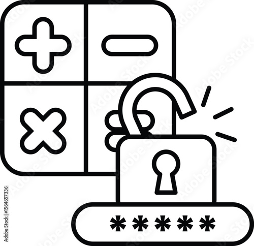 A black and white image of a lock with a key on it