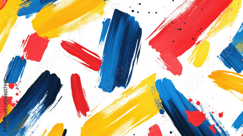 Brushstroke Symphony: A vibrant composition of bold brushstrokes in primary colors dance across the canvas, evoking creativity and artistic expression.