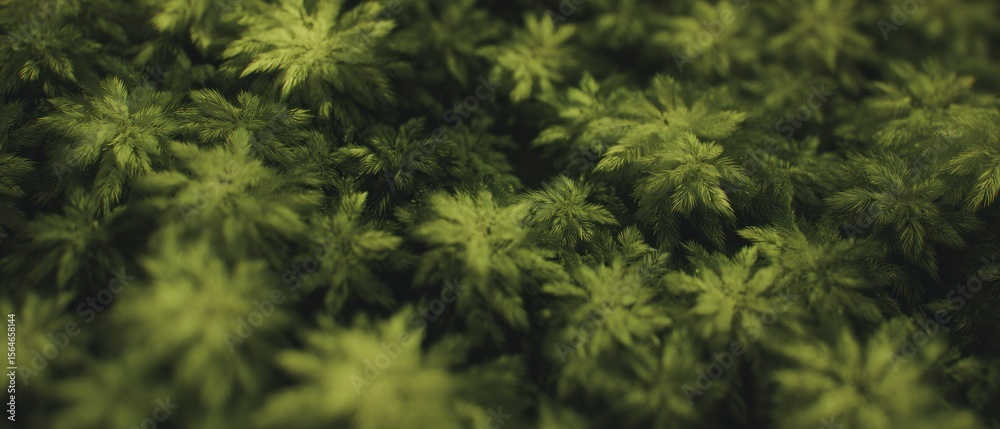 Fototapeta premium Dense Moss Surface with Cushion Texture and Vibrant Green Leaflets