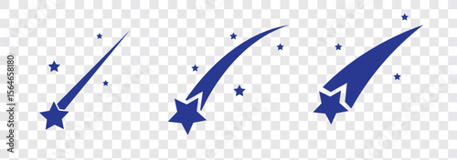 Illustration of falling star vector icon for web. Abstract fantasy galaxy, Flying starry vector, Decorative night sky stars, Top stars on sky, shooting stars collection. 