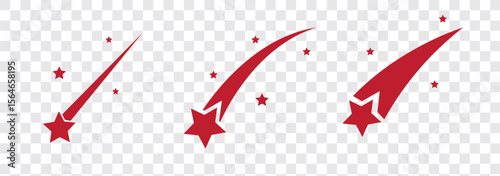 Illustration of falling star vector icon for web. Abstract fantasy galaxy, Flying starry vector, Decorative night sky stars, Top stars on sky, shooting stars collection. 