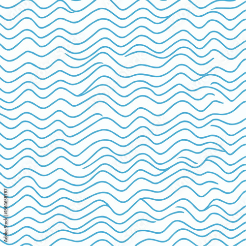 Flat vector background with narrow light blue zigzag wave lines on white, playful minimal design for marine-themed packaging, children’s decor and summer printables