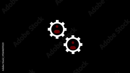 Animated Red and White Cogs Teamwork Collaboration Business Technology Abstract Looping Motion