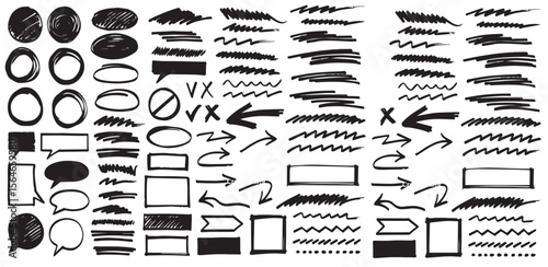 Hand-Drawn Marker Doodles and Arrows – Vector Elements Se