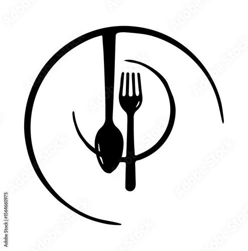 Clean plate icon exhibits fork  knife  and spoon in a black silhouette