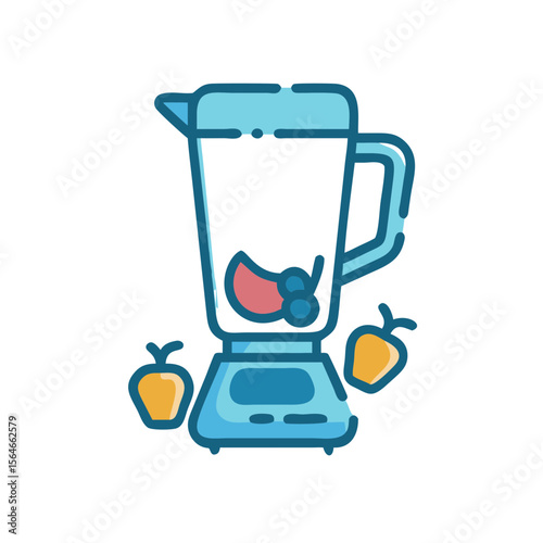 Fresh Blend Delight: Vibrant illustration of a blender, brimming with a colorful array of fresh fruit. This image is perfect for conveying the ideas of healthy living, nutritious eating.