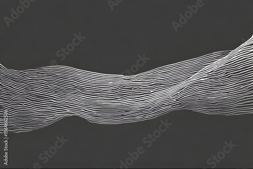 ia generated. Monochrome abstract landscape with undulating black and white stripes, creating an illusion of a wavy terrain or surreal environment.


