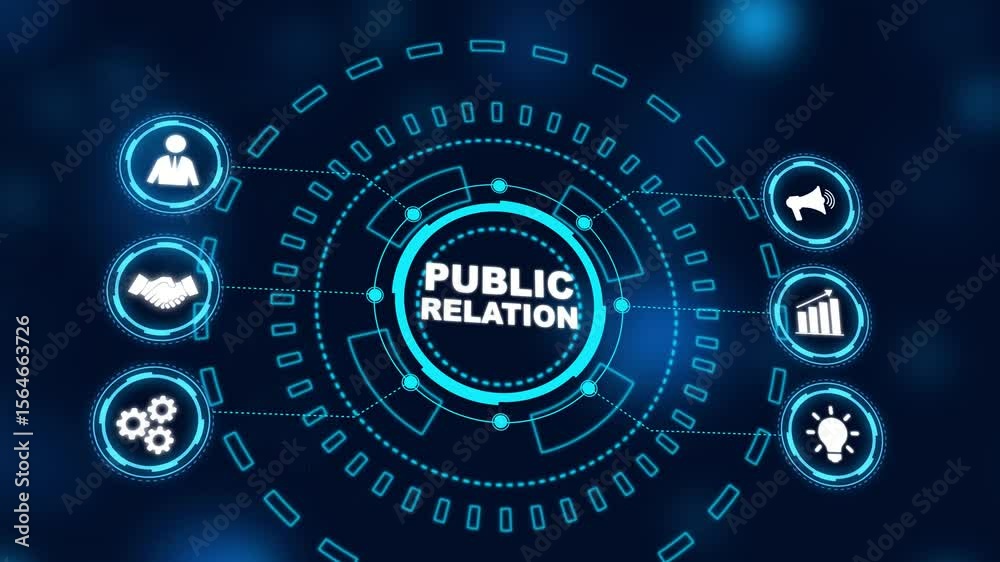 PR Public relation management. Business, Technology, Internet and network concept. new business concept. connections in different places on the map.