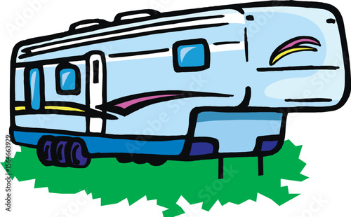 RV, travel trailer, camper, motor home, line art, black and white, illustration, recreational vehicle, fifth wheel, van camper, vintage18