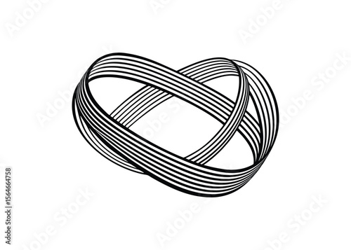 Silhouette of mobius strip isolated on a white background