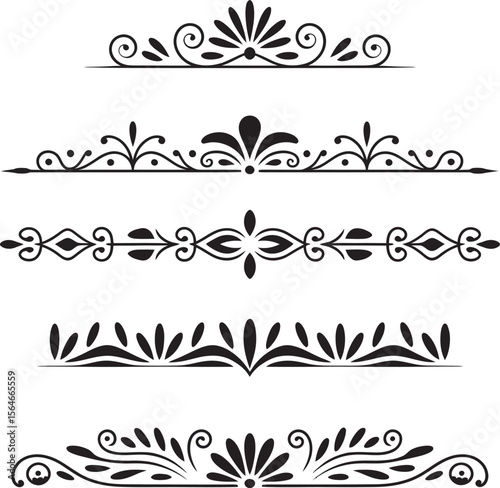 set of floral design elements