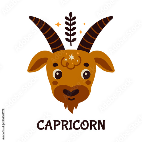 Capricorn Zodiac Sign Illustration With Goat