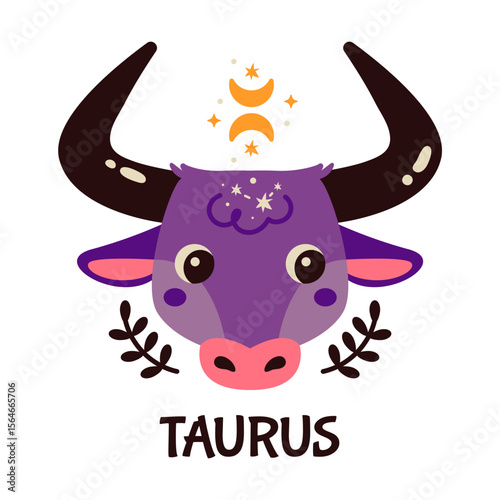 Colorful Taurus Illustration With Astrological Symbols