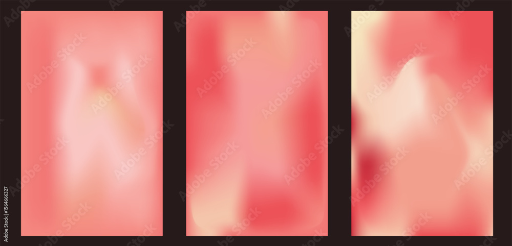 Fototapeta premium Set of peach yellow gradient wallpaper, abstract template, soft background