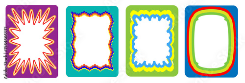 Set of wavy border frames. Decorative templates for invitations, scrapbooking and photo framing flat vector