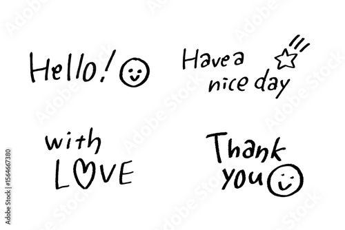 手書き風メッセージ文字セット かわいい英語フレーズ集