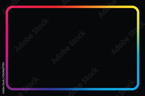A vivid, rainbow-colored border frames a dark, empty space. The frame has rounded corners and uses a gradient of colors, creating an eye-catching display.
