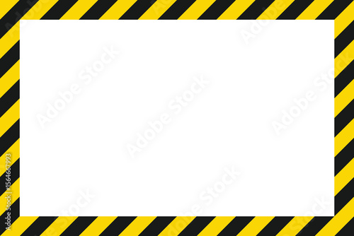 The image shows a rectangular frame with black and yellow diagonal stripes. The frame creates a blank white space, suitable for hazard warnings or alerts.