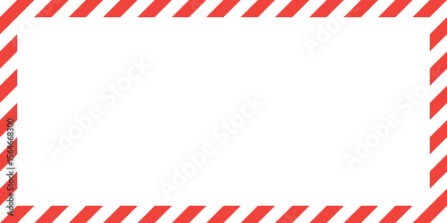 A graphic illustration features a white rectangular space framed by red and white diagonal stripes. The pattern creates a border, ideal for adding content.