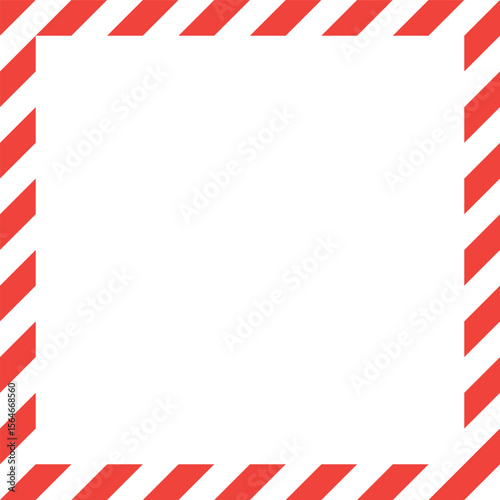 A white square is framed by a bold red and white diagonal striped border, creating a safety or warning design. The center space is left blank for customization.