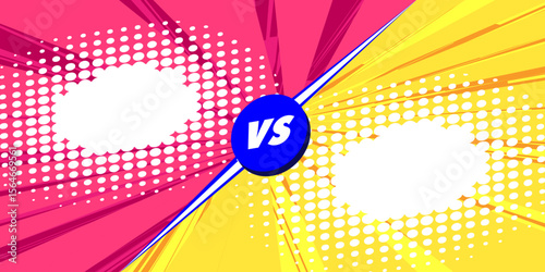 Versus banner vector 3d style colorful halftone background pink yellow color. Fact checking or easy compare evidence 10 eps