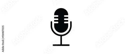 Simple Black Microphone Icon on White Background