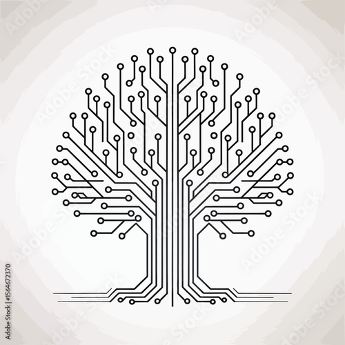 Abstract Circuit Tree Graphic Design