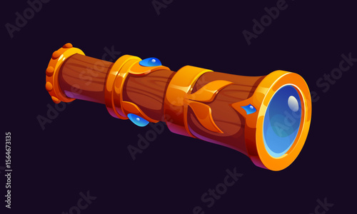 Cartoon pirate icon of captain spyglass or corsair sailor telescope glass, vector symbol. Pirate spyglass for Caribbean adventure or sea pirates game item, old vintage Medieval seafaring optical glass