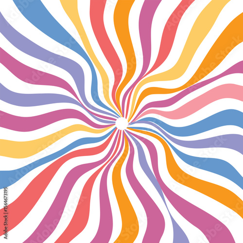 Colorful vortex, groovy curved lines, trippy pattern, vintage style, dynamic motion, vibrant 70s inspired art