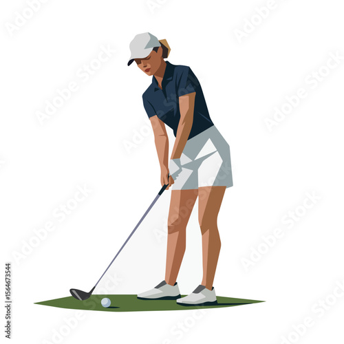 Abstract Golf Player Vector – Geometric Sport Illustration with Golf Club on a transparent background