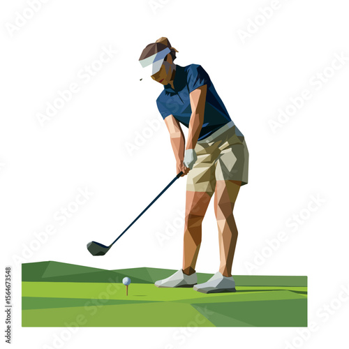 Abstract Golf Player Vector – Geometric Sport Illustration with Golf Club on a transparent background