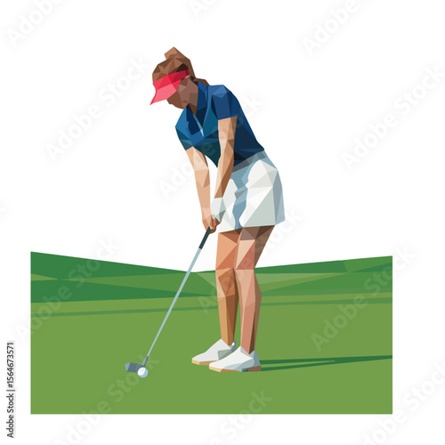 Abstract Golf Player Vector – Geometric Sport Illustration with Golf Club on a transparent background